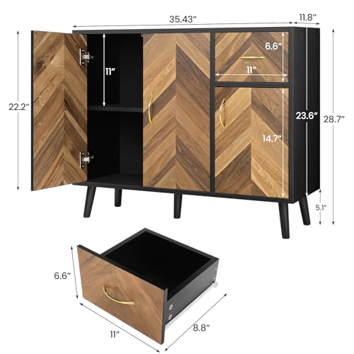 SIHANM-Sideboard-Buffet-Cabinet-with-Storage-3-Doors-Storage-Cabinet-with-Drawers-Free-Standing-Accent-Cabinet-with-Shelves-Anti-Toppling-Cabinets-for-Hallway-Living-Room-Entryway-Kitchen SIHANM Sideboard Buffet Cabinet with Storage 3 Doors Storage Cabinet with Drawers Free Standing Accent Cabinet with Shelves Anti Toppling Cabinets for Hallway Living Room Entryway Kitchen