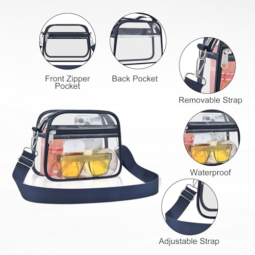Image of Clear Bag for Stadium Events Clear Sports Fan Handbags Purses with Adjustbale Strap for Concerts Festivals Game Day