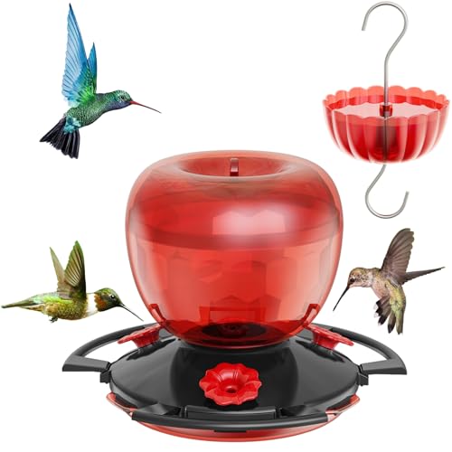 SVEDVK Hummingbird Feeders for Outdoors with Ant Moat 10 oz Hanging Nectar Feeder Decorative Light-Reflective Design Leak-Resistant Easy to Fill & Clean