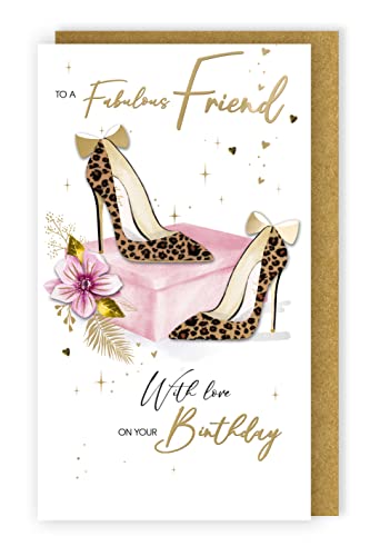 Second Nature Pop Ups Fabulous Friend Birthday Card Embellished Stiletto Champagne Greeting Card