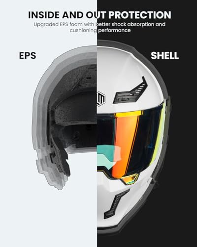 Image of ILM Motorcycle Helmets for Adult Men Women Full Face DOT ECE Powersports Dual Visor Street Racing Helmet with Pinlock Cascos para Motos Model MF509 (Whites, S)