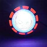 Andux Dual Aperture Hi/Low Beam LED Projector Headlight For Motorcycle Angel Eyes Devil Eyes Halo EMY-02 (Red/Blue)