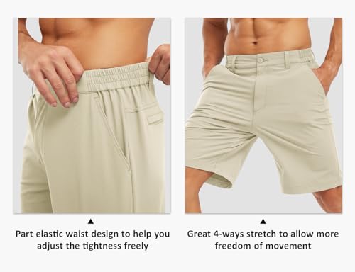 Image of TBMPOY Men's Golf Shorts Lightweight 5 Pockets Casual Dress Stretch Elastic Waist Quick Dry Flat Front Travel Shorts