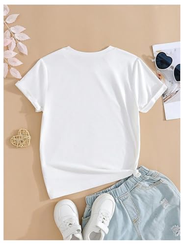 SweatyRocks Girl's Bow Print T Shirt Short Sleeve Crewneck Cute Star Graphic Tee Tops2