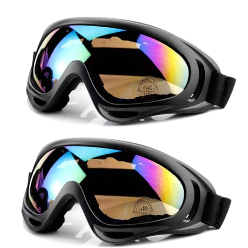 MUSELK Lot de 2 lunettes de ski, de snowboard, de ski, anti-buée, avec protection UV, pour activités de plein air, ski, cyclisme, snowboard, randonnée, protection des yeux, unisexes