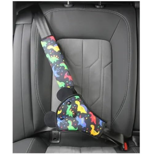 Omnikryp 2 Piezas Cinturon Coche Niños, Desmontable Protector para Cinturón de Seguridad, Lavable Ajustable Suave Almohadillas para Cinturones de Seguridad con Dinosaurio de Dibujos Animados