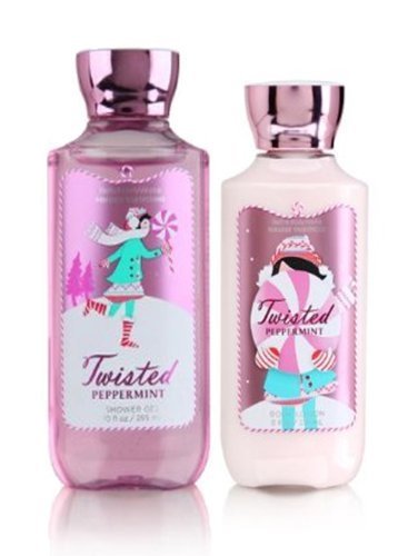 Bath and Body Works Twisted Peppermint Shower Gel (10 fl oz) and Body Lotion (8 fl oz) Signature Collection (Set of 2)