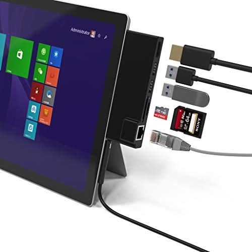 Bawanfa Surface Pro 4/5/6 Concentrador USB de con Puerto Ethernet 1000M + 4K HDMI + 2 Puertos USB 3.0 + Lector de Tarjetas SD/Micro SD + Adaptador de LAN?Versión actualizada?