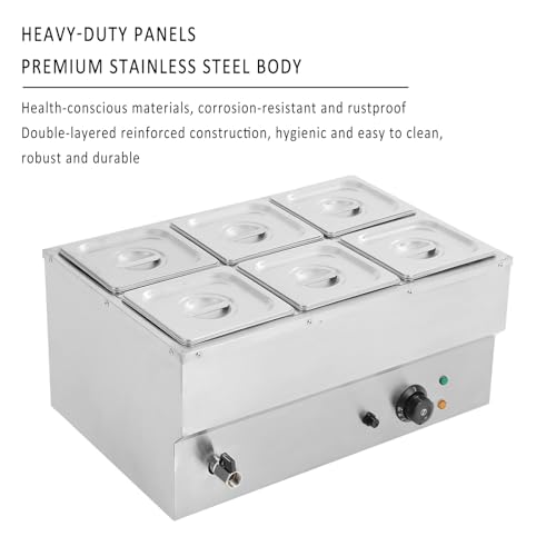 Scaldavivande commerciale, 1500 W, tavolo elettrico a vapore con temperatura regolabile da 30 a 110 ℃, scalda buffet in acciaio inox per ristoranti e feste