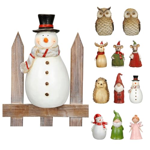 NETPROSHOP Zaunhocker Zaunfigur Elfe Zwerg Schneemann Elch u.v.m. aus Polyresin H: 16-20cm, Auswahl:Schneemann