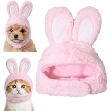 Cute Costume Bunny Rabbit Hat with Ears for Cats & Small Dogs, Soft Bunny Ears Dress Up Party Halloween Costume Accessories Easter Pet Costume for Cats Small Dogs PuppyPink