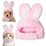 Cute Costume Bunny Rabbit Hat with Ears for Cats & Small Dogs, Soft Bunny Ears Dress Up Party Halloween Costume Accessories Easter Pet Costume for Cats Small Dogs Puppy(Pink)