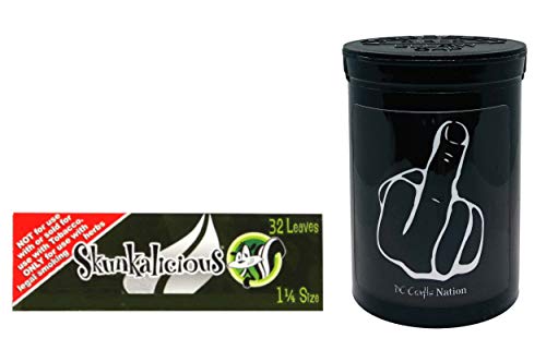 DC Crafts Nation Child Resistant Fresh Kettle with Skunk Brand Sweet Leaf 1.25 Flavored Rolling Papers 1 Count - Middle Finger
