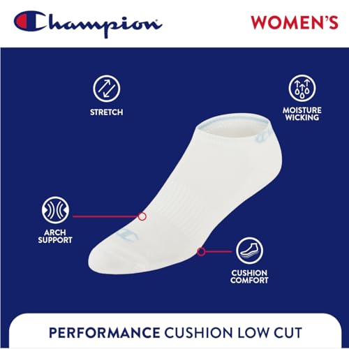 Image of Champion Women's Low Cut Beathable Moisture-Wicking Athletic Socks (6-Pack)