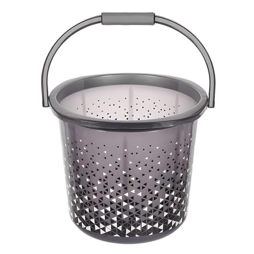 Image of Kuber Industries Pack of 2 Bucket 18 Litre | Balti for Bathroom | Water Bucket for Kitchen | Plastic Bucket for Mopping | Triangle Print | Black