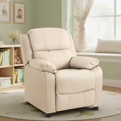 Macaron Kids Reclining Chair Leather Recliner Sofa Push Back Toddler