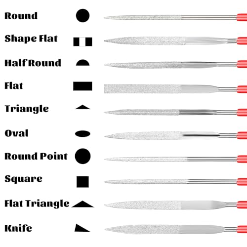 10 Pcs Needle Files Set Miniature and Model Files File Jewelry Stone Carving Tools Steel Files Metal Diamond Needle File for High Precision Sanding Wood Plastic Metal Jewelry Carving - Image 4