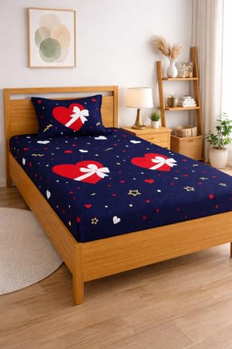 Image of DECORUM Glace Cotton Single Bedsheet with 1 Pillow Cover | Soft, Durable, Lightweight & Skin-Friendly Fabric| Suitable for Single /Diwan Bed Size