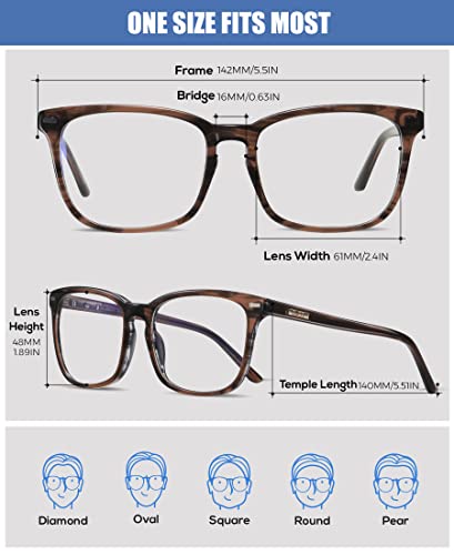 Image of DUCO Retro Square Blue Light Glasses For Men Blue Ray Blocking Glasses Computer Gaming Glasses Nylon Lens Acetate Frame Brown 8302