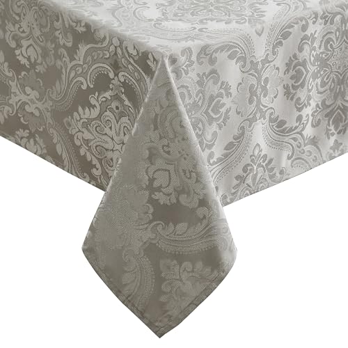 Threadmade Caiden Elegance Damask Tablecloth, Silver - 52" W x 52" L Square - image 1