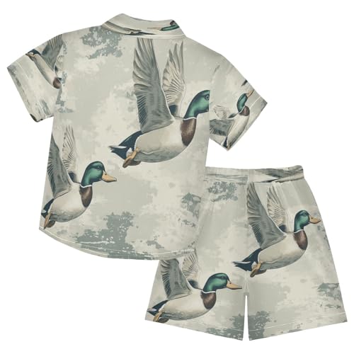 Boccsty Mallard_ducks Camo Retro Boy Summer Shorts Sets Hawaiian Toddler Boys T-Shirt & Pants 2 Pcs 3T2