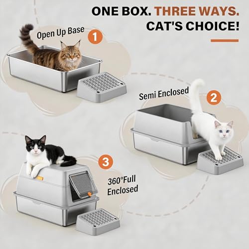 Caja de arena de acero inoxidable para gato extra grande miniatura 5
