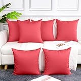 Coddsmz 6 Pack Decorative 100% Cotton Pillow Covers Square Cushion Cover Solid DIY Throw Pillowcase for Home Bed Sofa Halloween Christmas,Watermelon Red,6 Pack-18' x 18'/45x45cm