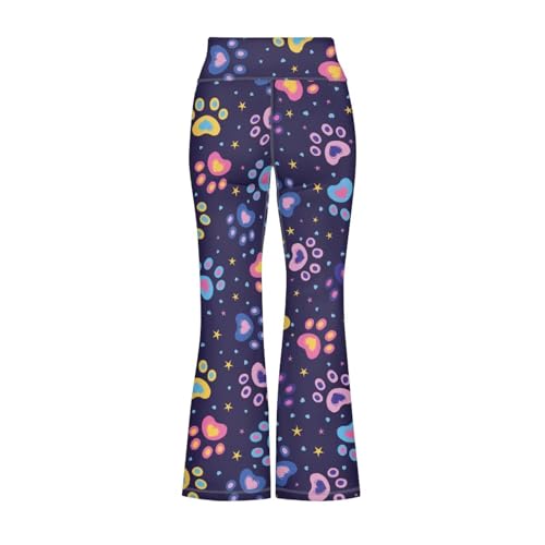 Dog Paw Print Children's Flared Yoga Pants Kids' Long Pants Casual Active Leggings Bell Bottoms Bootcut Pant High Waist3