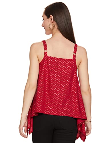Image of Max Women's Printed Sleeveless Asymmetric Hem Regular Fit Top