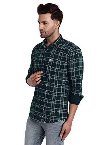Image of Majestic Man Slim Fit Cotton Casual Check Shirt for Men