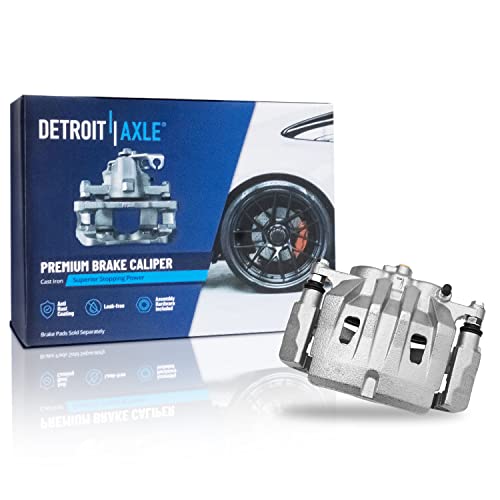 Image of Detroit Axle - Front Drilled Rotors & Left Brake Caliper Replacement | for Toyota Highlander Lexus RX350 NX300 NX300h RX450h NX200t - 3pc Set