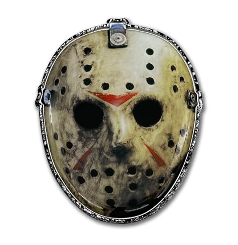 Image of Elektroplate Officially Licensed Jason Friday the 13th Movie Mask All Metal Emblem for Cars, Trucks, and All Auto | Universal Fit at 2.65 inch x 3.3 inch | Weatherproof