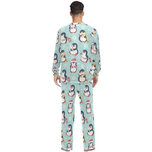 Couples Matching Pajama Sets Christmas Penguin Cartoon Two-piece Long Sleeve Sleepwear for Men & Women XXS-XXL4