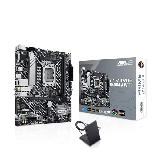 ASUS Prime H610M A WiFi Intel H610 (LGA 1700) MATX Placa Base con PCIe 4.0, Ranuras M.2 duales, DDR5, Intel 1Gb Ethernet, DisplayPort, HDMI, VGA, Puertos USB 3.2Gen 2, cabeceras direccionables Gen 2,