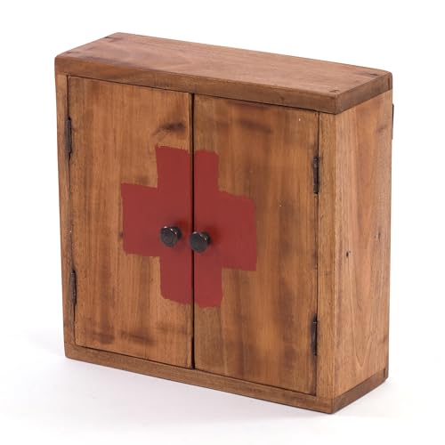 Armoire à pharmacie – Medic 35 – 35 x 35 x 13 cm (h x l x p) – En acajou – Armoire murale au design vintage retapé chic – Couleur : 08 Miel ciré