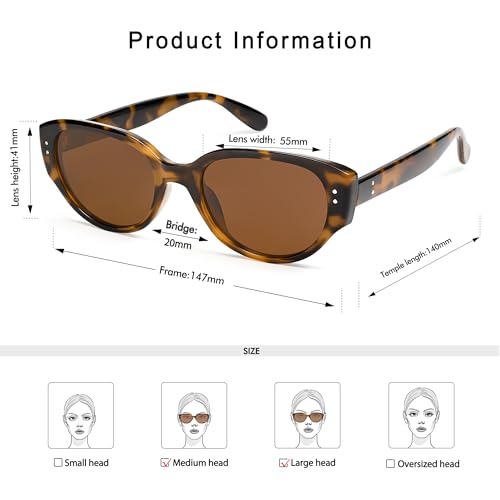 Retro Cat Eye Sunglasses for Women Round Polarized Cute 90s Oval Shades Womens Sunglasses AP3650P Black Yellow/Brown4