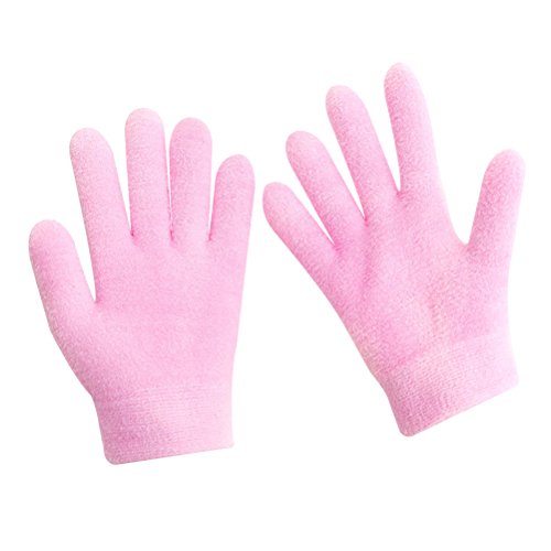 Frcolor Moisturizing Gel Glove, Cotton Cosmetic Gloves Hand Spa Gloves for Cracked Skin Care and Instant Soften Repair(Pink)