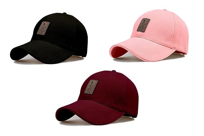 Image of rytoria Combo 3 Pcs Cap for Men and Women Unisex Cotton Caps Adjustable Strap Free Size Summer Sports Cricket Gym Dance