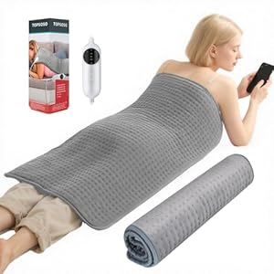 Almohadilla térmica extra grande – Almohadilla térmica de 20 x 40 pulgadas para aliviar el dolor de espalda y calambres menstruales – 10 ajustes de calor y 3 opciones de temporizador, tela suave