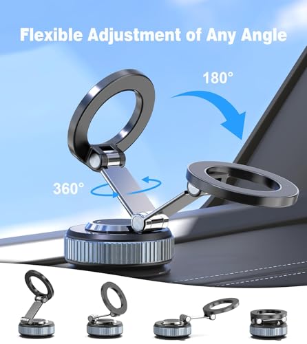 Image of Gahenwo Vacuum Magnetic Car Phone Holder Stand, 360 Adjustable, Foldable for Magsafe & Android