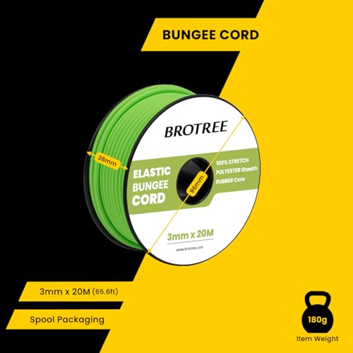 Brotree Elastic Cord Bungee Cord 3mm x 20m Elastic String Rope for DIY Crafts, Sewing, Beading, Jewellery, Necklace, Bracelet - Image 2