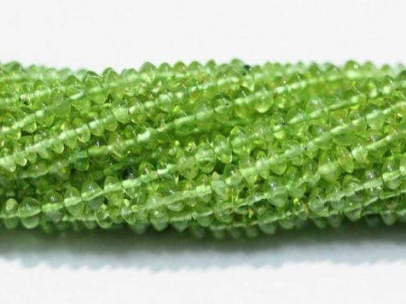 Perles rondelles péridot vert 3mm lot de 3 fils pour fabrication de bijoux en pierres naturelles