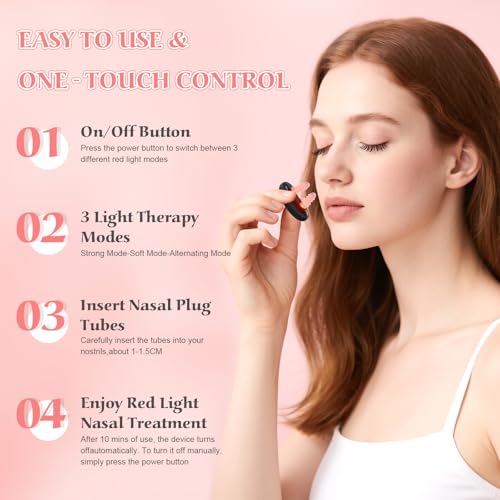 Red Light Nasal Therapy Device,Portable Red Light Therapy Nose for Nasal Soothing Relieve, USB Rechargeable with 3 Modes, Lightweight Design for Travel, Home & Office Use - Image 3