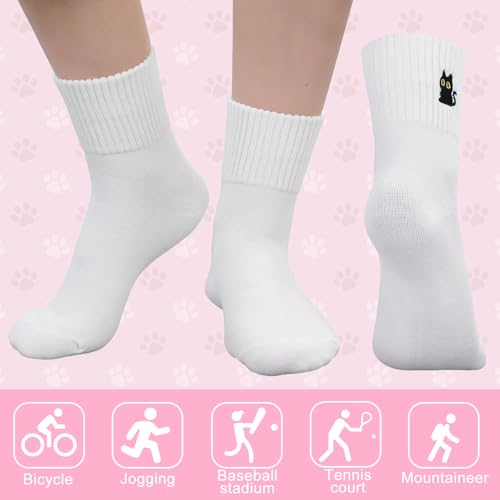 Image of Eurzom 10 Pairs Socks Womens Crew Elastic Ankle Length Cotton Socks Aesthetic Cute Lightweight Low Cut Gifts for Women