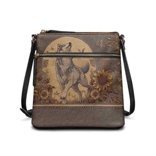 Image of Leather Women Crossbody Hobo Bag Satchel Purse Handbag with Adjustable Shoulder Strap and Zipper Pockets