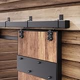 Easelife 5FT Exterior Sliding Barn Door Hardware Kit, Box Rail Track, 450lb Capacity, Black Weather-Resistant Steel, Wall Mount System for Outdoor Use, Fit Single 30in Door