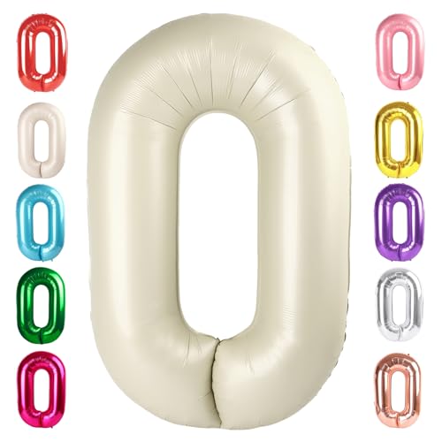 Image of Number 0 Balloons Birthday Decorations, 40In Cream Balloons for Men Women | Eye-catching Appearance, Perfect Decorative Centerpieces, Convenient Self-sealing Structure, Widely for Various Occasions