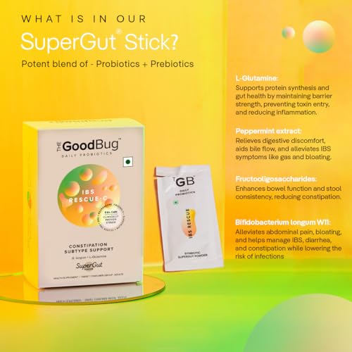Image of The Good Bug Ibs Rescue C Supergut Powder For Constipation Relief & Irritable Bowel Syndrome|Pre & Probiotic Supplement For Men & Women|5 Billion Cfu Of Strains|15 Days Pack