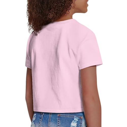 Image of Girls Summer Crop Top Outfits Short Sleeve T Shirts Kids Cute Clothes Tees Blouse