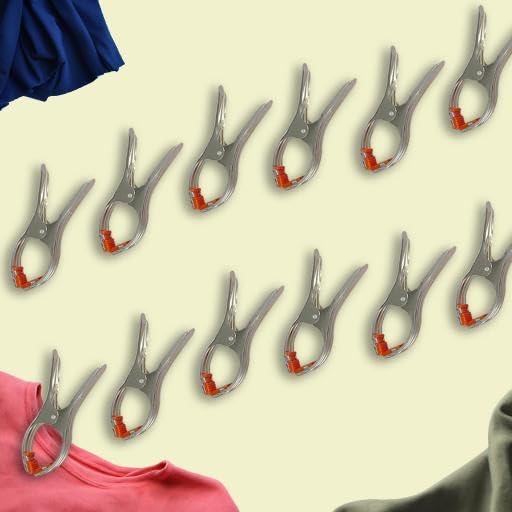HAZEL Stainless Steel Cloth Clips for Drying Clothes | Cloth Pins for Drying Clothe (Big Clips, 12 pcs Clips)